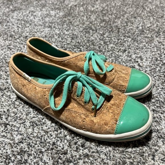 Keds x Kate Spade Cork Cream teal womens sneakers size 6.5 See Note - Picture 1 of 11
